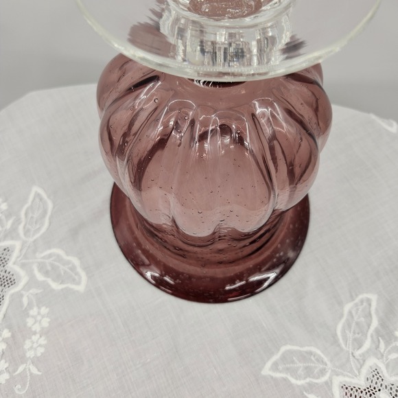 Amethyst Glass Vase Footed Tulip Design Bubble Glass Decorative Display Piece - Picture 6 of 8